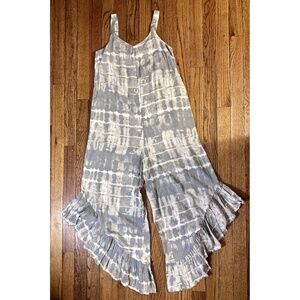 Japna Blue and White Tie Dye Wide Leg Romper